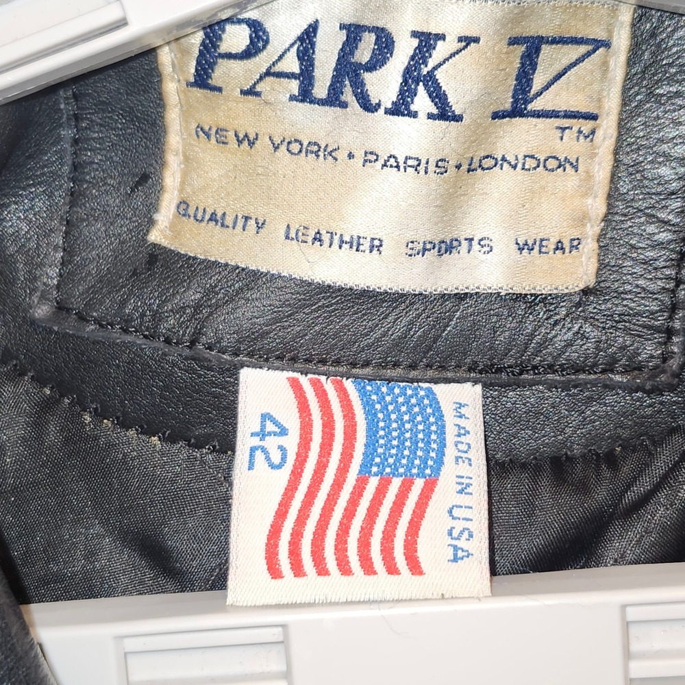 Park V Vintage Black Leather Fringe Biker Jacket Mens 42 Made in USABiker Rocker - Picture 3 of 10